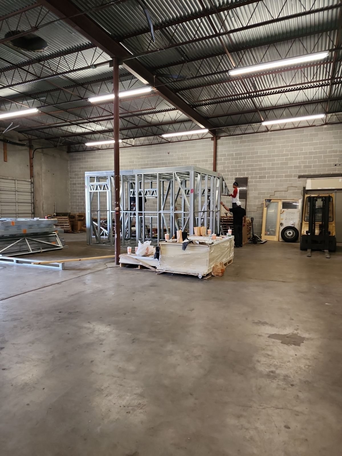 Tiny house light gauge steel frame assembly in warehouse
