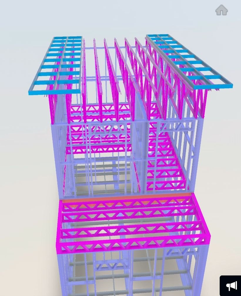 Engineered 3D model of tiny house light gauge steel frame