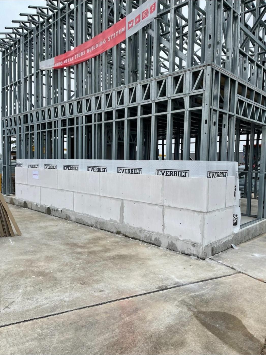 Steel frame construction jobsite